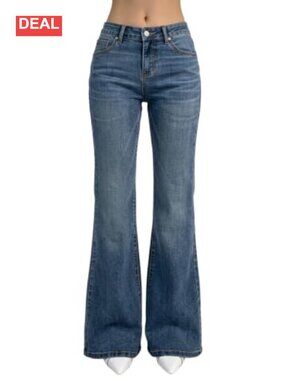 Bell Bottom Jeans Wide Leg Stretchy Denim Flared Pants